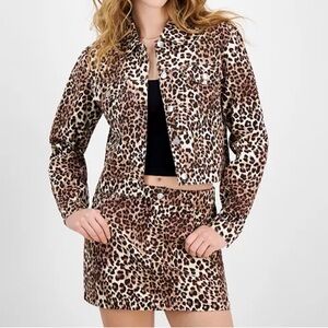 NWT Ultra Flirt Juniors' Cotton Leopard Safari Print Twill Jacket Size Large